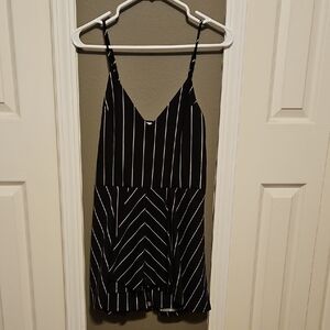 Purple Snow Black and White Striped Romper Dress